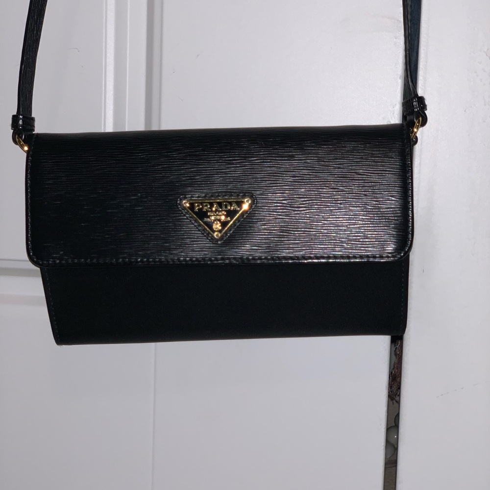 Prada black wallet on strap saffiano/nylon - Picture 7 of 7